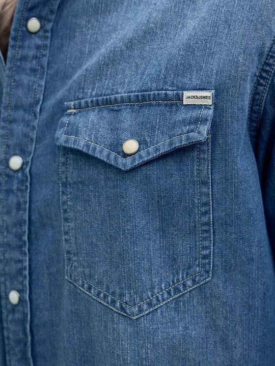 Langärmeliges Jeanshemd in schmaler Passform Medium Blue Denim Blue