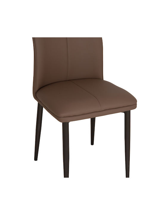 Namis Dining Chairs with Faux Leather Upholstery Brown 2pcs 45x55x85cm