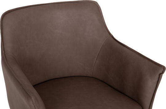 Mell Dining Armchairs with Faux Leather Upholstery Brown 2 pcs 56x54x76cm