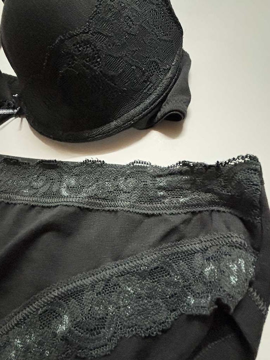 Jadea Lace Underwear Set Bra With Slip Dark Grey