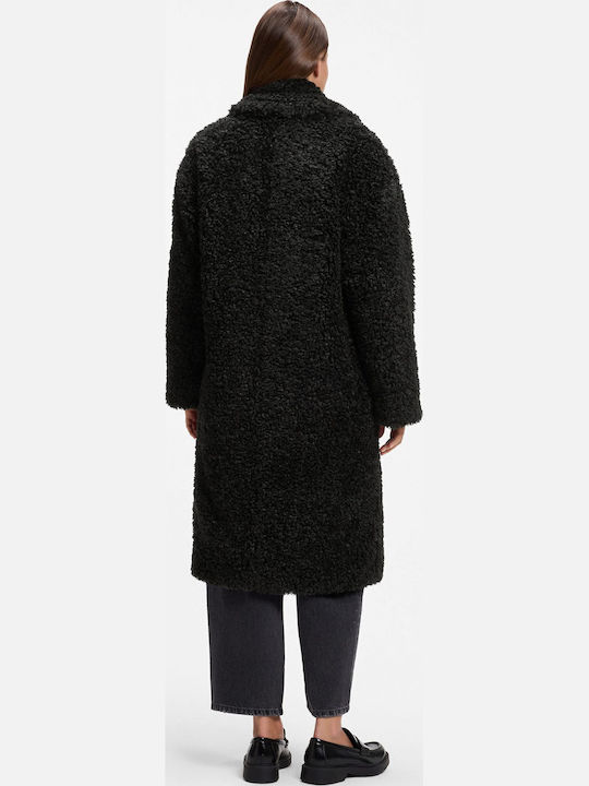 Teddy Women's Coat Black Oversized