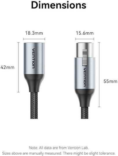 Vention Audio Xlr M-f Cable Braided-metal 3.0m Bkhhi