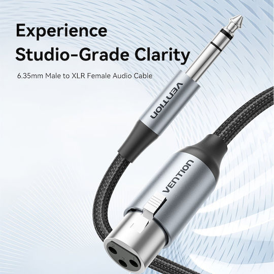Vention Audio 6.3mm To Xlr M-f Cable Braided-metal 1.0m Bkghj