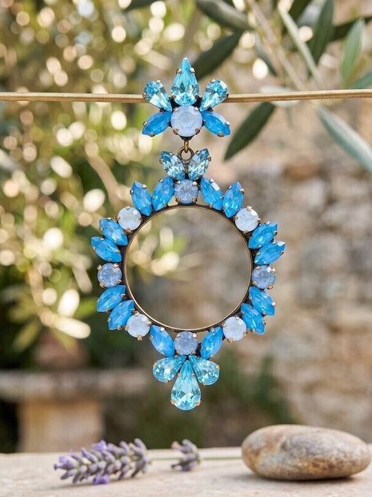 Swarovski Earrings Dangle with Light Blue Stones