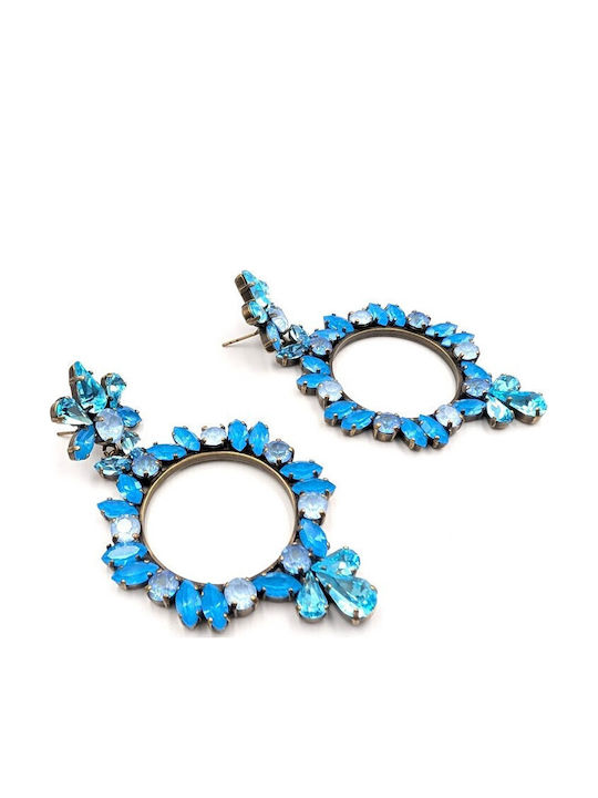 Swarovski Σκουλαρίκια Κρεμαστά με Πέτρες Γαλάζια