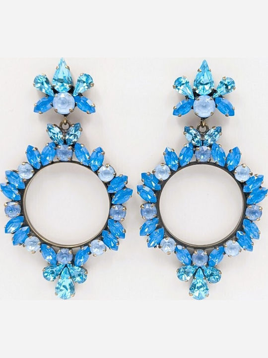 Swarovski Σκουλαρίκια Κρεμαστά με Πέτρες Γαλάζια