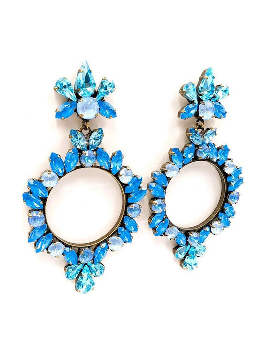 Swarovski Σκουλαρίκια Κρεμαστά με Πέτρες Γαλάζια