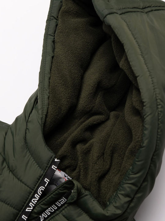 Kids’ Casual Short Sleeveless Hooded Jacket Khaki