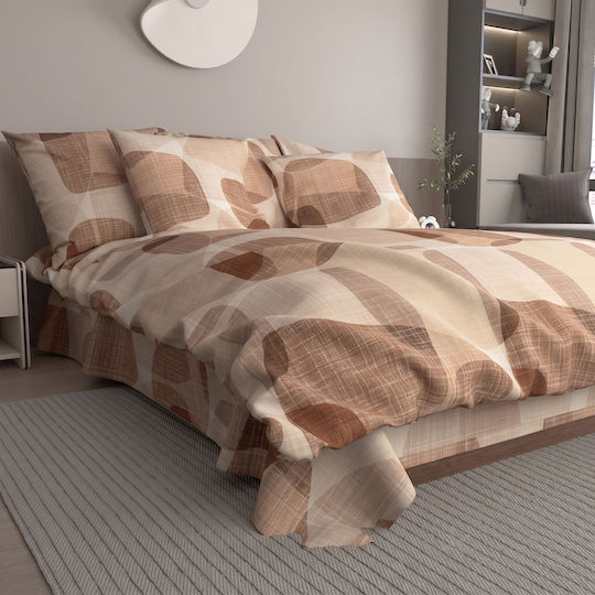 Charalambidis Textiles Βότσαλο Σετ Σεντόνια Μονά 160x260εκ. Βότσαλο (κεραμιδί) (3τμχ)