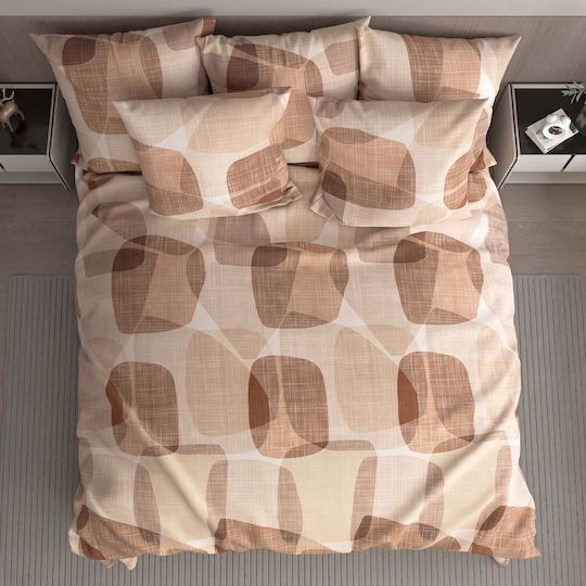 Charalambidis Textiles Votsalo Bed Sheet King Size with Rubber Hugger 180x200+30cm Votsalo (Terracotta)