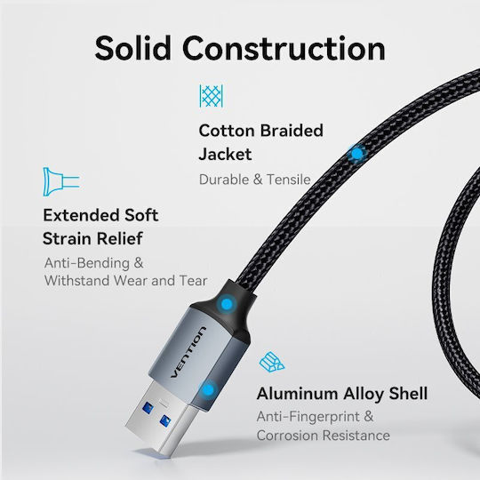 Vention Cable Usb-a 3.0 M-m Braided 3.0m Ctshi
