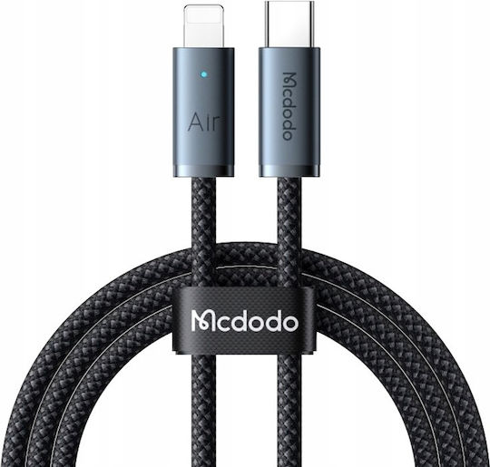 Mcdodo Cablu Lightning Usb-C Încărcare Rapidă Usb Tip C 36W 1M Led Negru