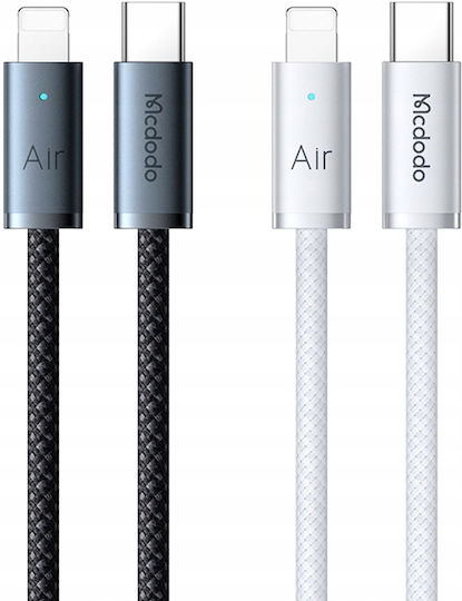 Mcdodo Cablu Lightning Usb-C Încărcare Rapidă Usb Tip C 36W 1M Led Negru