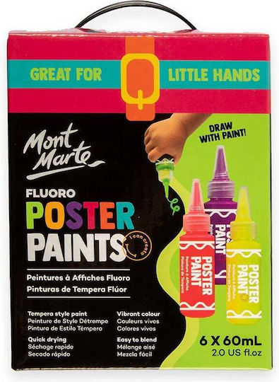 Mont Marte Fluoreszierende Temperafarben 6 Stück à 60ml