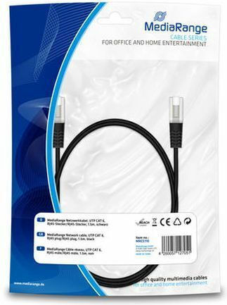 MediaRange U/UTP Кат.6 (Gigabit) Мрежов Кабел Ethernet 1.5м Черен