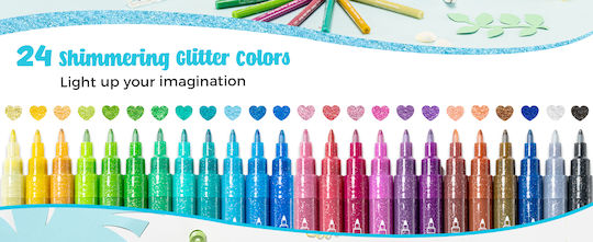 Ohuhu Markere de Pictură Acrilic 0.7mm Subțiri, cu Glitter Set 24 Culori
