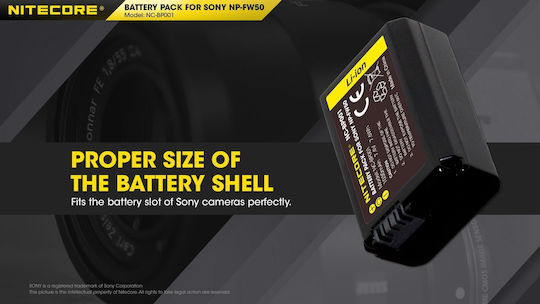 NiteCore Camera Battery NP-FW50 Lithium Ion (Li-Ion) 1030mAh Compatible with Sony