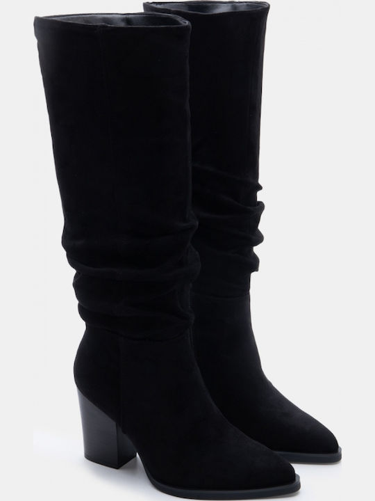 Damenstiefel Cowboy mit hohem Absatz in Schwarz