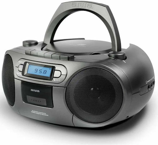 Aiwa Φορητό Ηχοσύστημα BBTC-550 με Bluetooth / CD / MP3 / USB / Κασετόφωνο / Ραδιόφωνο σε Ασημί Χρώμα
