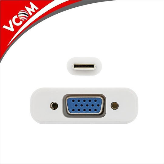 Vcom Cu421 кабел USB Type-C (мъжко) към VGA (женско) 0.15m бял