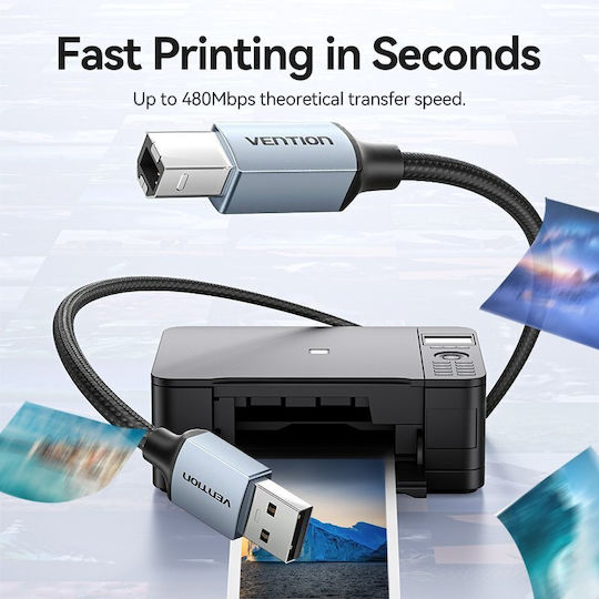 Vention USB 2.0 Cable USB-C male - USB-B Γκρι 3m CTTHI