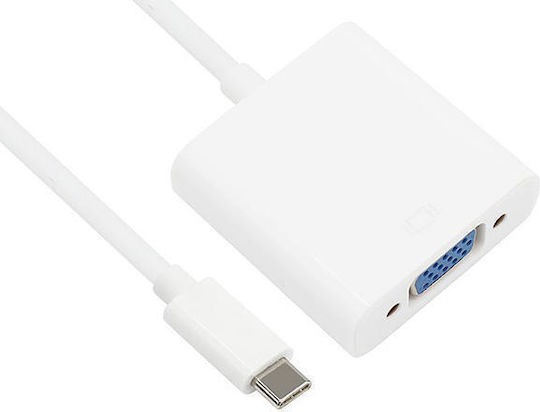 Vcom Cu421 кабел USB Type-C (мъжко) към VGA (женско) 0.15m бял