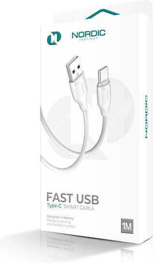 Nordic USB 2.0 Cable USB-C male - USB-A Λευκό 1m