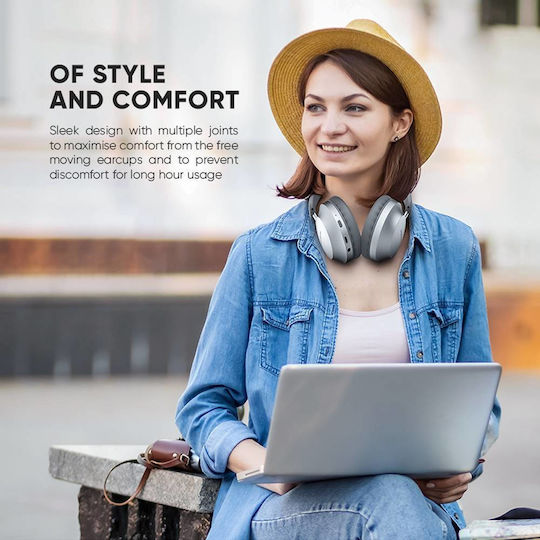 Sonic Gear Airphone DNC 3000 Ασύρματα Bluetooth On Ear Ακουστικά με 20 ώρες Λειτουργίας Cream