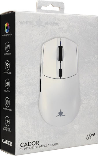 White Shark Cador Безжично RGB Геймърско мишка 10000 DPI Бяло