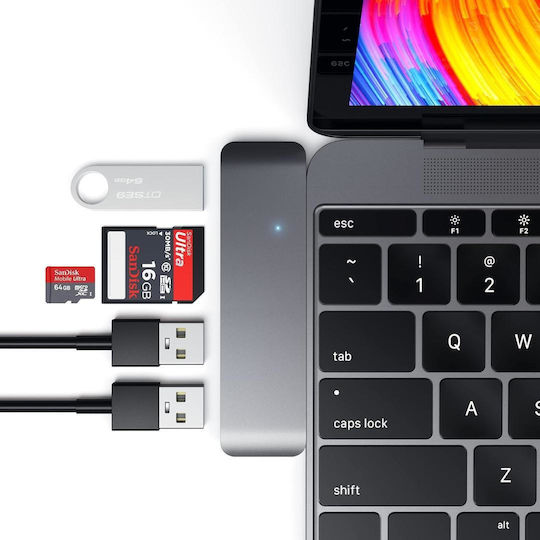 Satechi 3-Port USB 3.0 Hub with USB-C Connection Gray