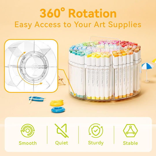 Ohuhu Organizator pentru markere transparent din acril cu rotație 360°