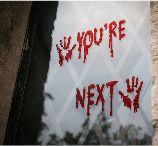 Gel Wandsticker Glas You're Next & Rote Handflächen