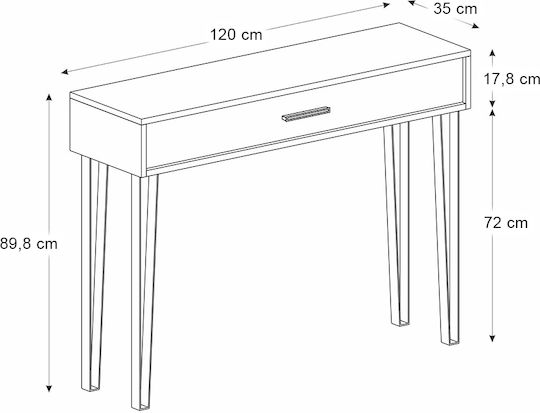 Rochel Κονσόλα από Ξύλο & Μέταλλο Καρυδί Μ120xΠ35xΥ89.8εκ.