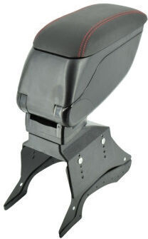 Universelle Auto-Armlehne Metallbasis Schwarz Rote Nähte Smartic Modell Sma-000093