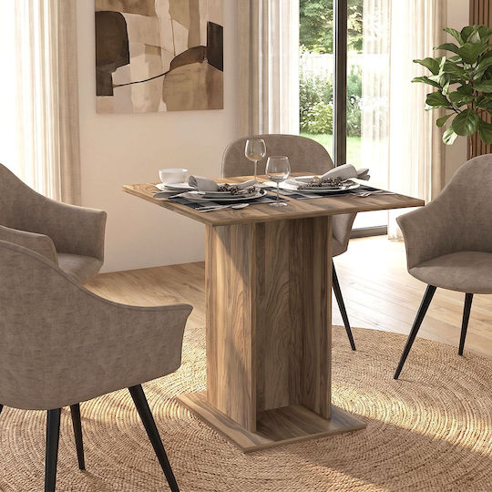 Allos Square Kitchen Wooden Walnut Table 75x75x77cm