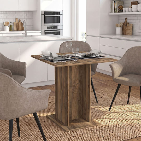 Allos Square Kitchen Wooden Walnut Table 75x75x77cm