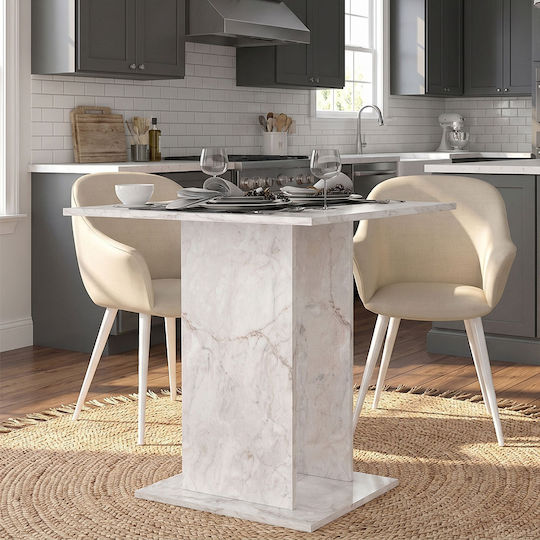Allos Square Kitchen Table Wooden White 75x75x77cm