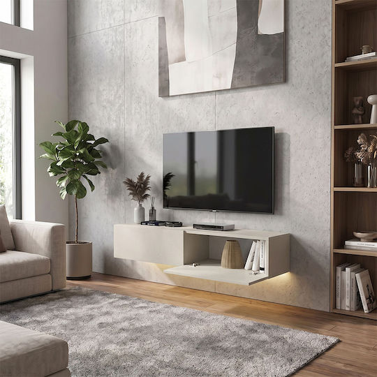Aristo TV Stand from Metal & Wood with LED Lighting Sandstone L135xW31.6xH25cm