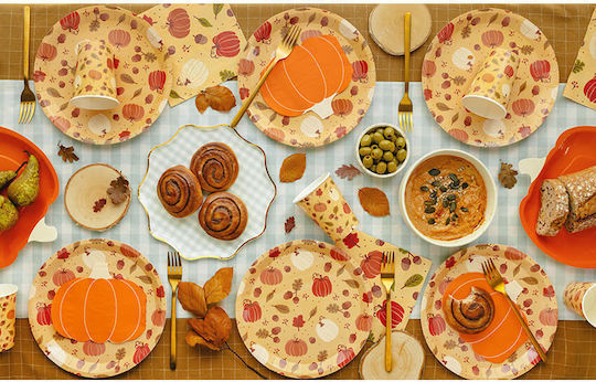 Paper Plates Pumpkins Acorns & Leaves 6 Pieces