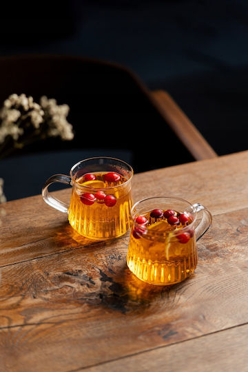 Vialli Design Комплект Кафяви Чаши от Бял Порцелан 320ml 2 Бройки