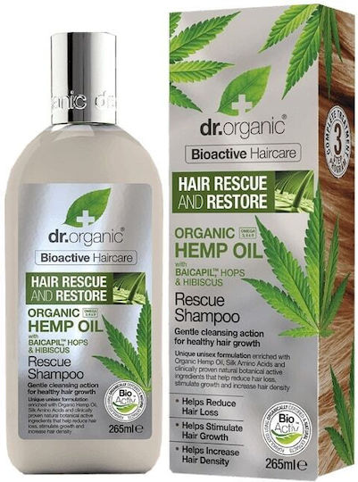 Dr.Organic Hemp Oil Rescue Shampoos gegen Haarausfall für Zerbrechlich Haare 265ml