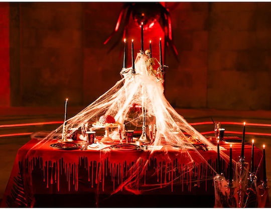 Party Tablecover Black Print Dripping Blood