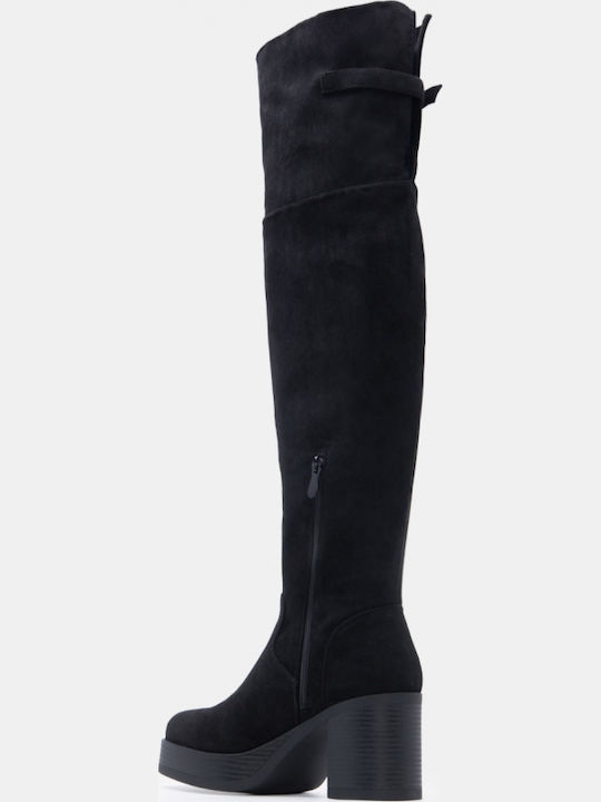 Wildleder Damenstiefel Über dem Knie Schwarze