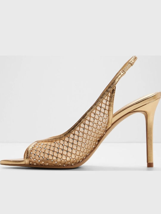 Peep Toe Обувки На Ток Златисти