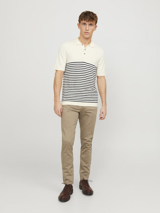 Men's Chino Trousers Elastic Slim Fit Beige