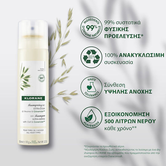 Klorane Oat Milk Сух Шампоан За Обем И Запазване На Цвета За Нормална Коса 150ml