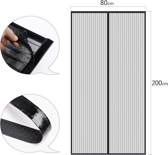 Plasă de Țânțari Ușă cu Închidere Magnetică din Poliester cu Ramă 200x80cm