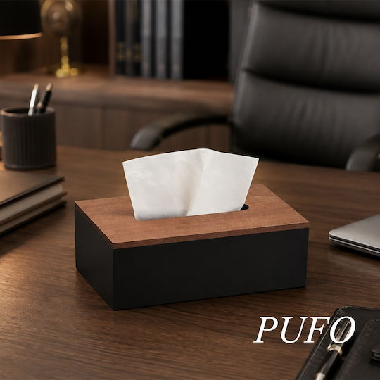 Pufo Hölzernes Schwarz Serviettenhalter 25x14cm