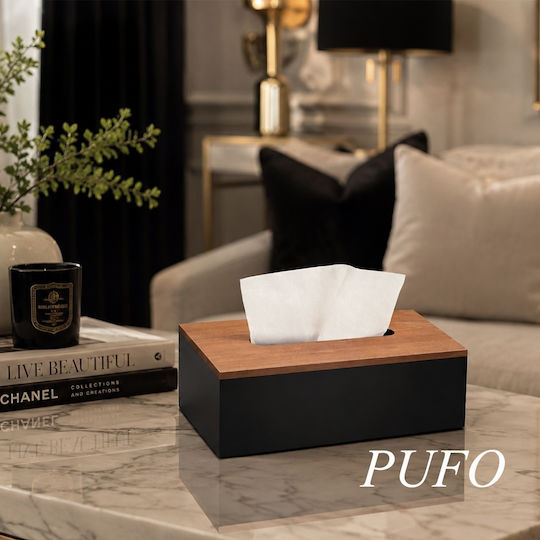 Pufo Hölzernes Schwarz Serviettenhalter 25x14cm
