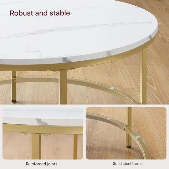 Măsuță Centrală Rotundă din Sticlă Auriu L80xL45xÎ45cm